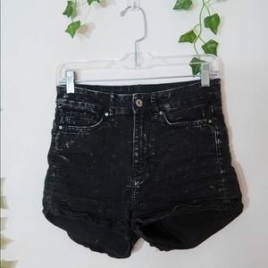 Small H&M Black Acid Wash Stretchy Denim Shorts